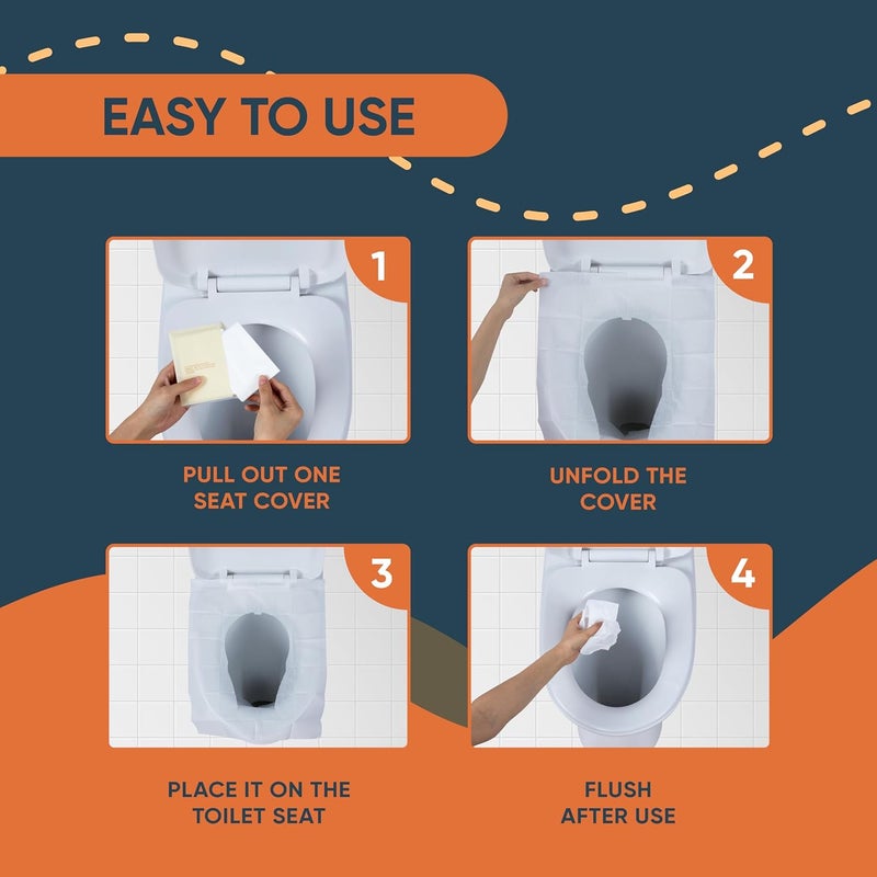Hygeline Pack 200 Disposable Toilet Seat Covers Flushable 100% Biodegradable Paper Material | Travel Toilet Seat Covers for Adults and Potty Training, Premium Toilet Seat Liners for Public Restrooms - Image 4